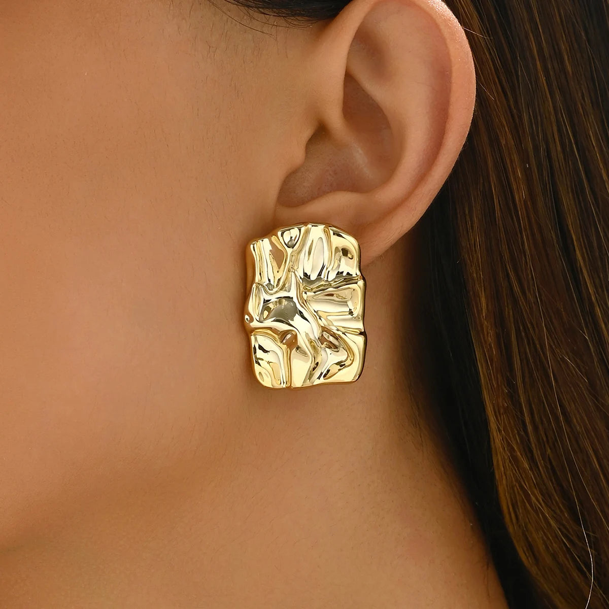 Stylish Metallic Gold Silver Color Earrings