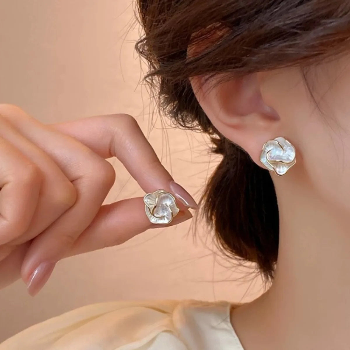 Luxury Camellia Stud Earrings