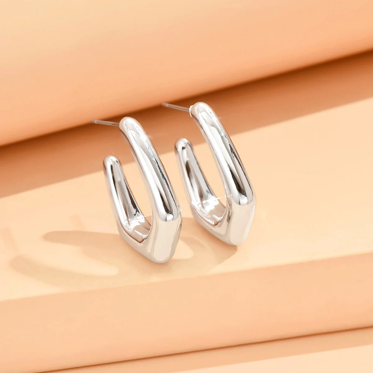 Stylish Metallic Gold Silver Color Earrings