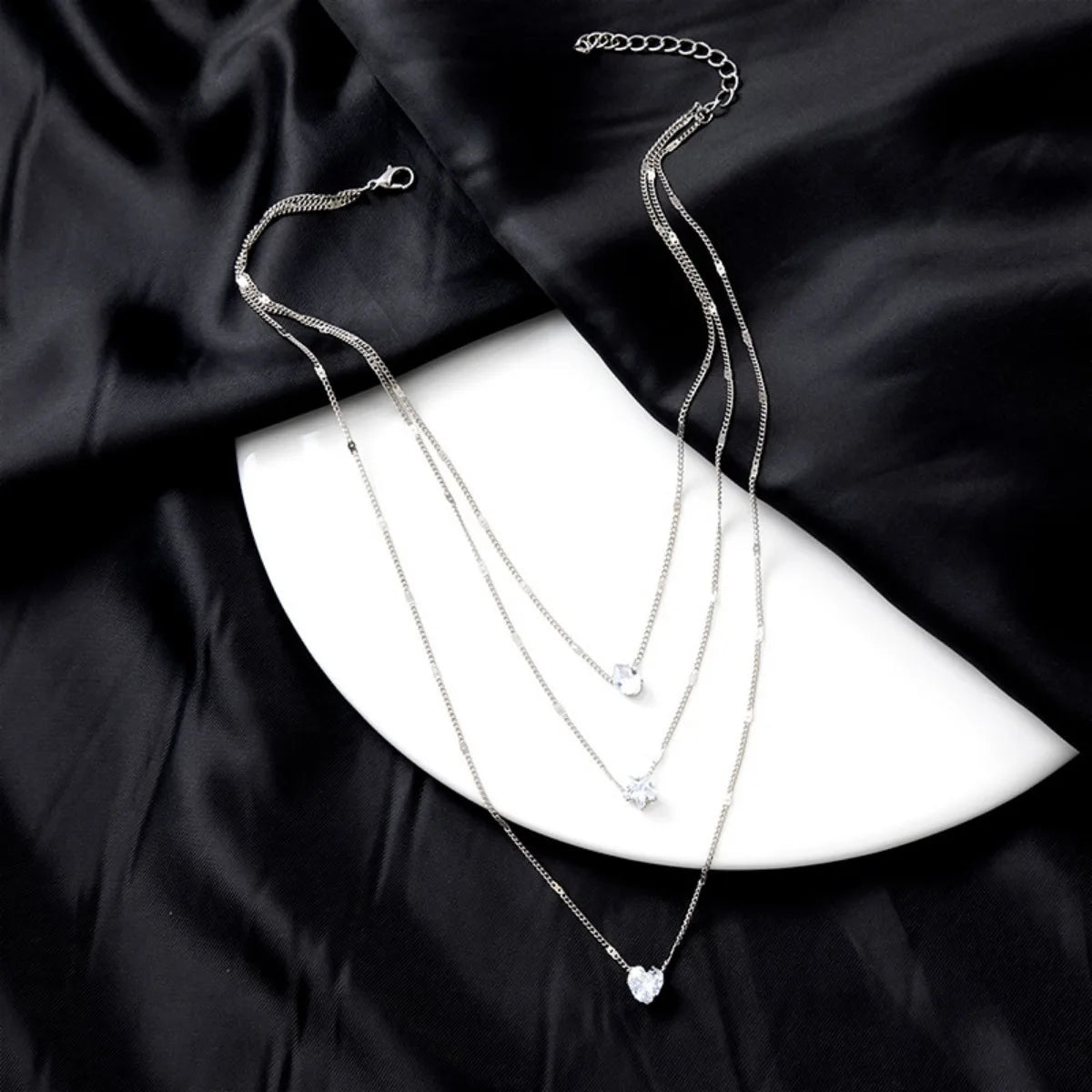 Multi-layer Star Heart Shape Water Drop Pendant Chain Necklace
