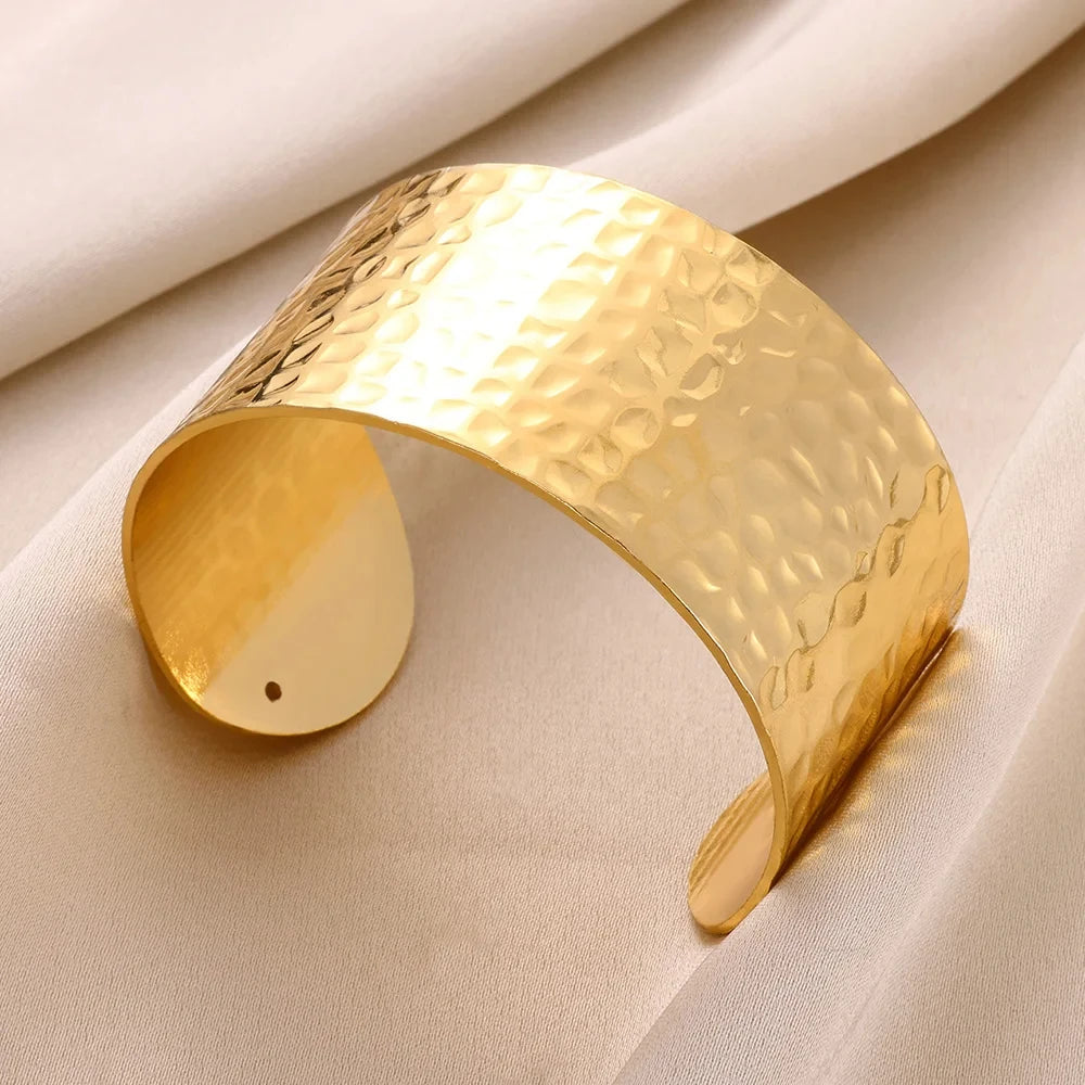 Exquisite Classic Gold Color Stainless Steel Bangles Cuff Bracelet