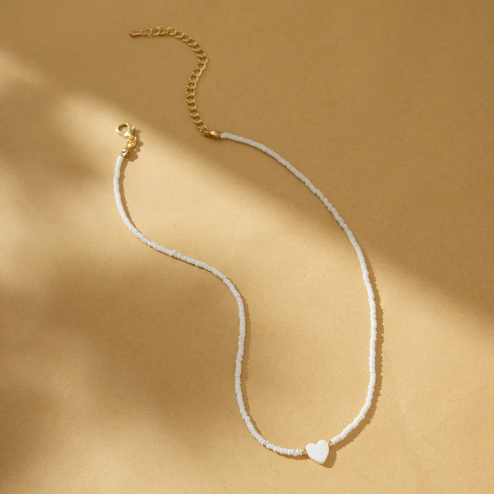 Versatile Handmade Moon Natural Shell Pendant Bead Necklace