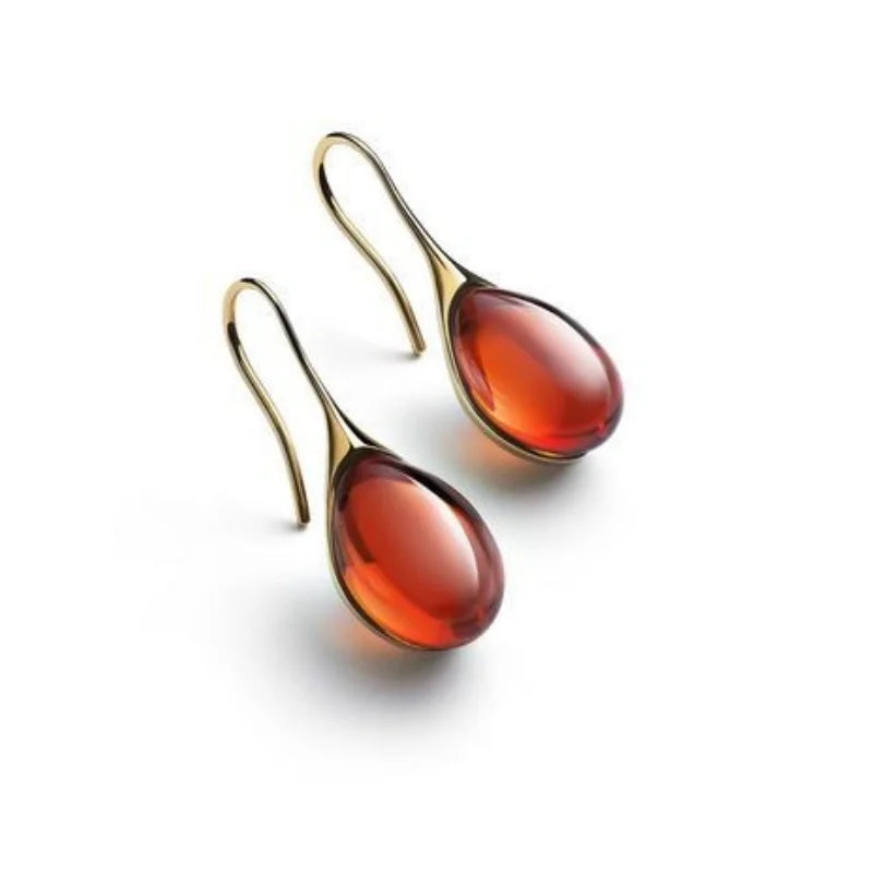 Gold Color Inlay Natural Stone Earrings