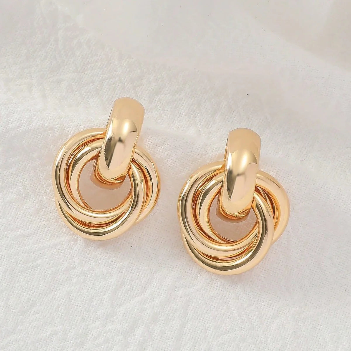 Gold SIlver Color Knot Hoop Earrings