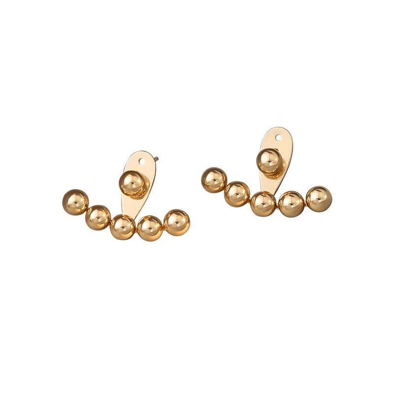 Gold Color Stainless Steel Beaded Stud Earrings