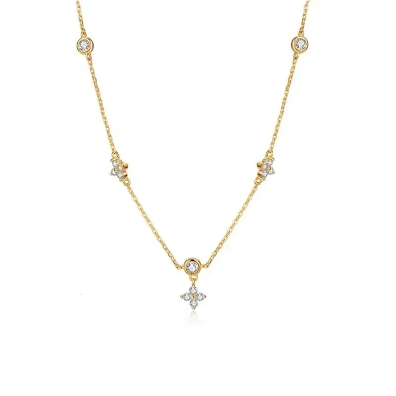 Zircon Four-leaf Flower Luxury Chain Choker Necklace
