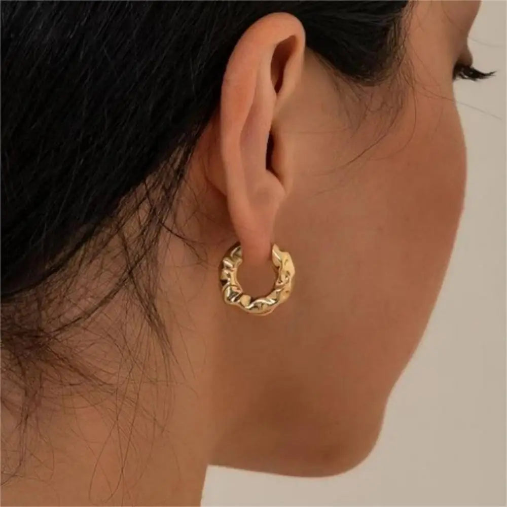 18K Plated Gold Silver Color Circle Hoop Earrings