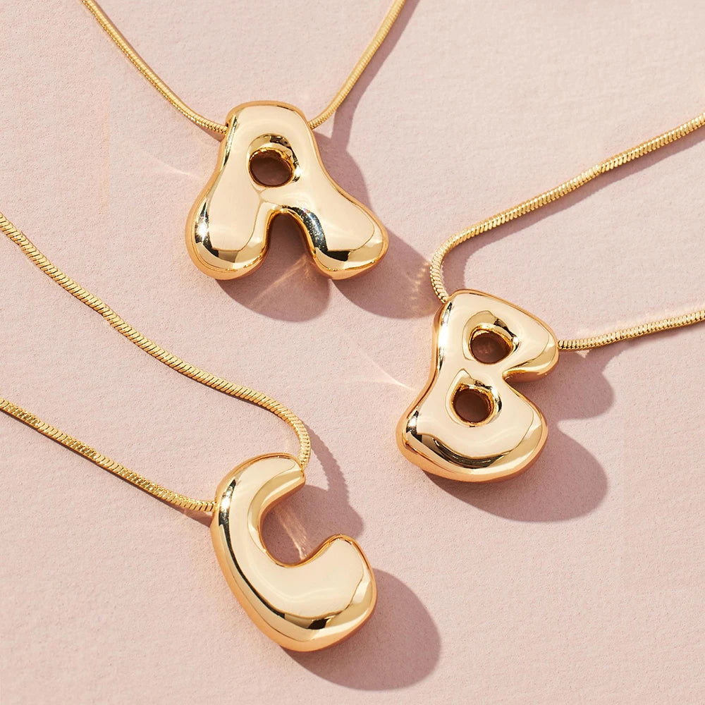 Golden Color Stainless Steel Alphabet Necklace