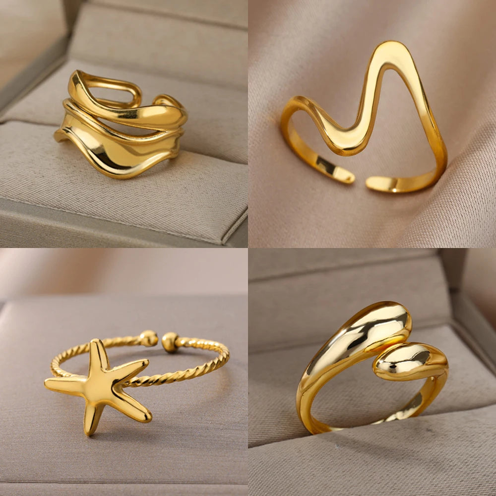 18K Gold Plating Stainless Steel Rings