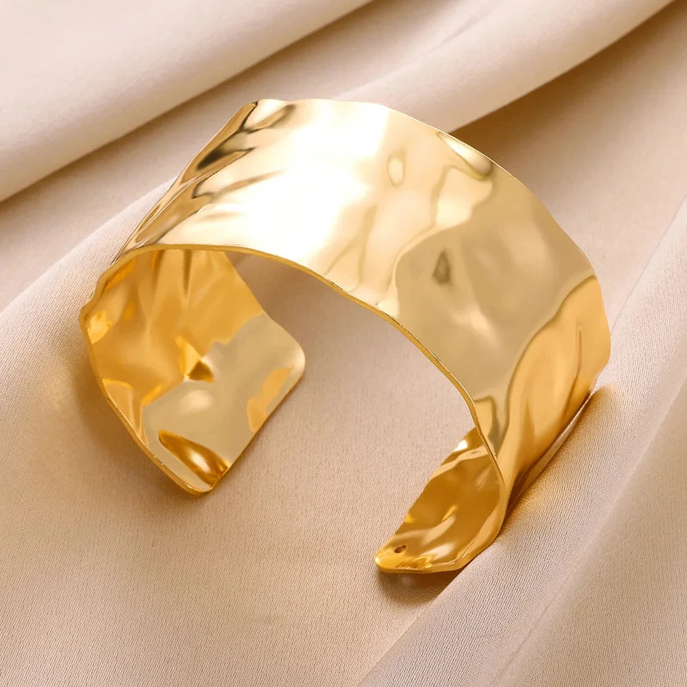 Exquisite Classic Gold Color Stainless Steel Bangles Cuff Bracelet