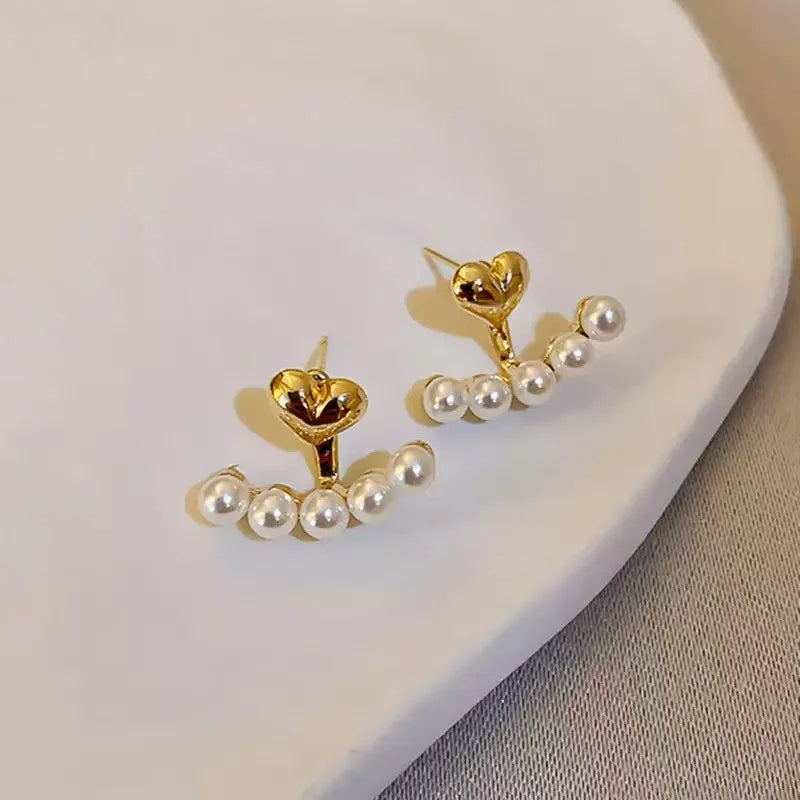 Luxury Sweet Heart-shaped Pearl Stud Earrings