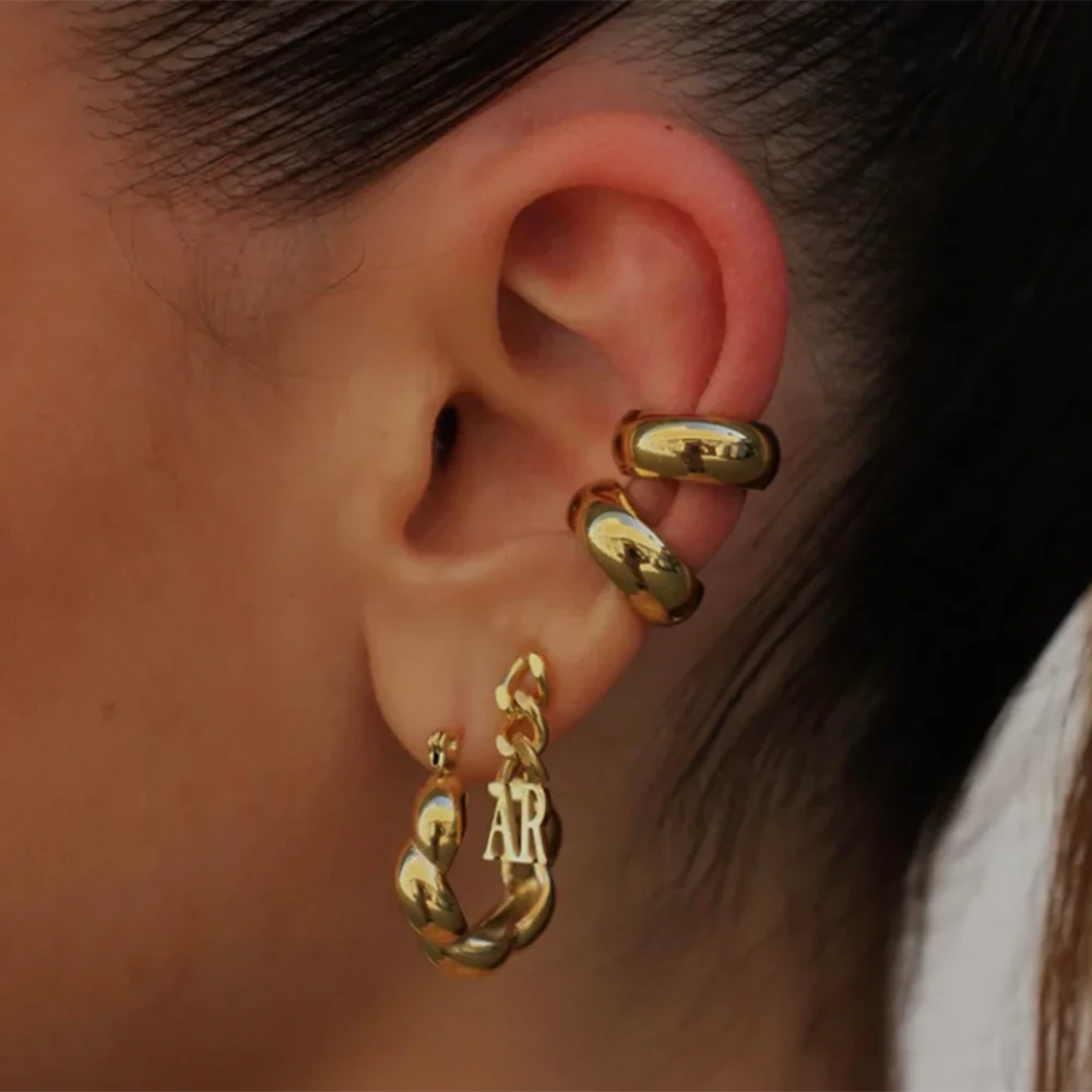 Stainless Steel Gold Silver Earcuff Earrings