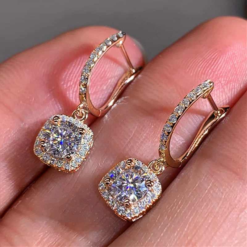 Trendy Square Shape Zirconia Drop Earrings