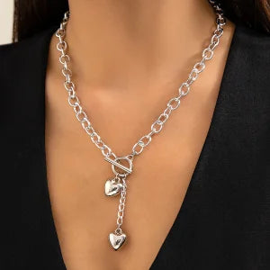 Stainless Steel Heart Pendant Choker Necklace