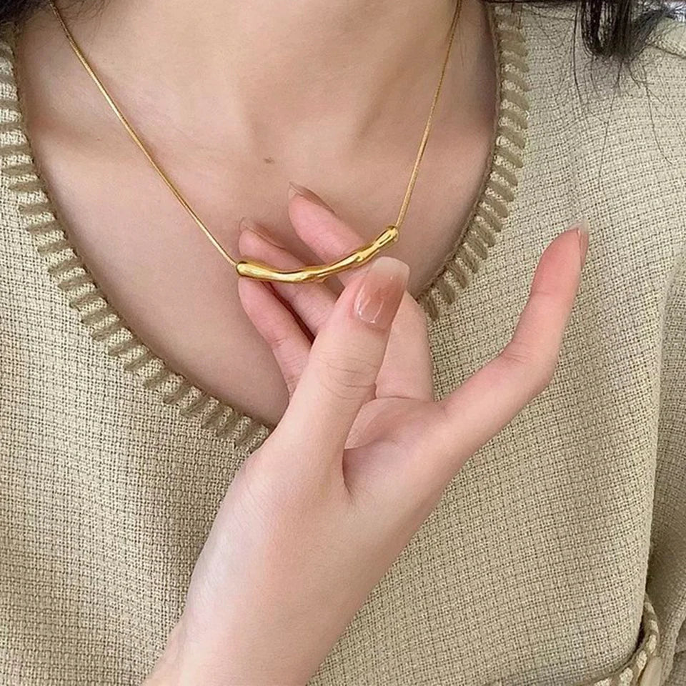 European and American Fashion Stainless Steel Gold Color Collar Bone Chain Short Necklaces