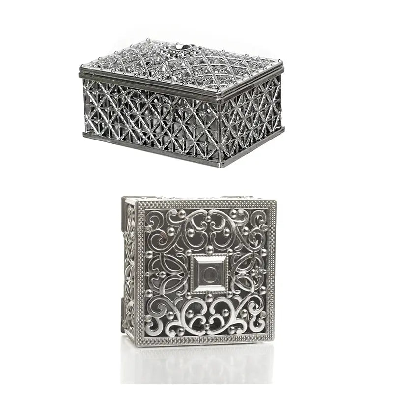 Mini Treasure Storage Jewelry Box Silver-color