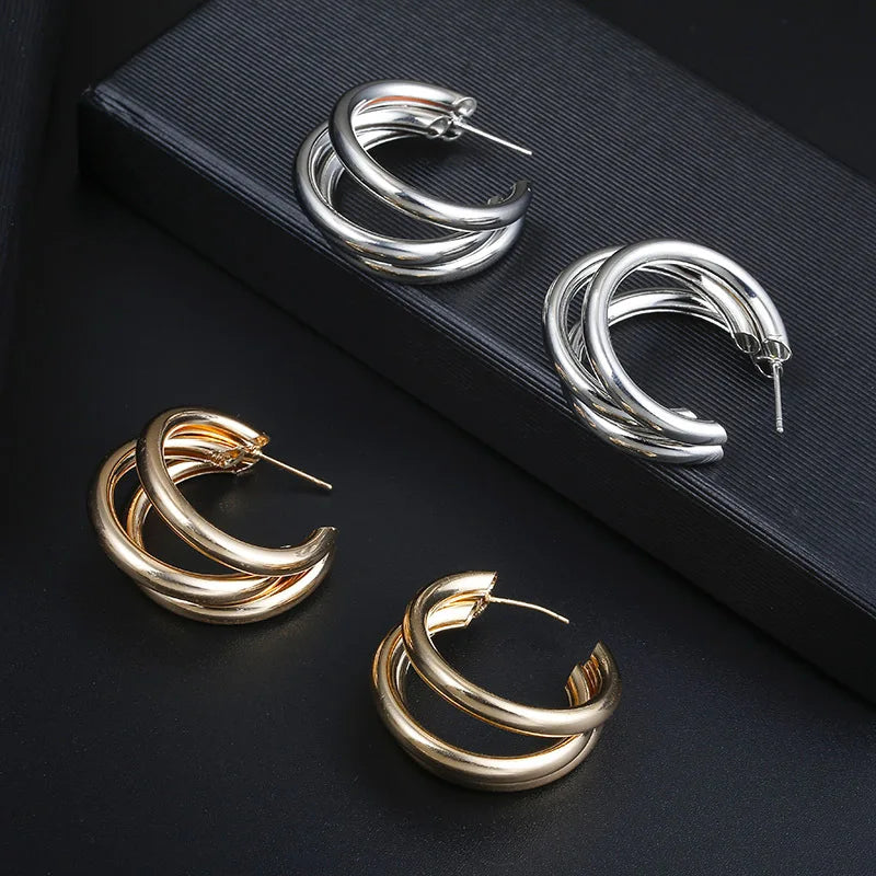 Stainless Steel Round Circle Hoop Earrings