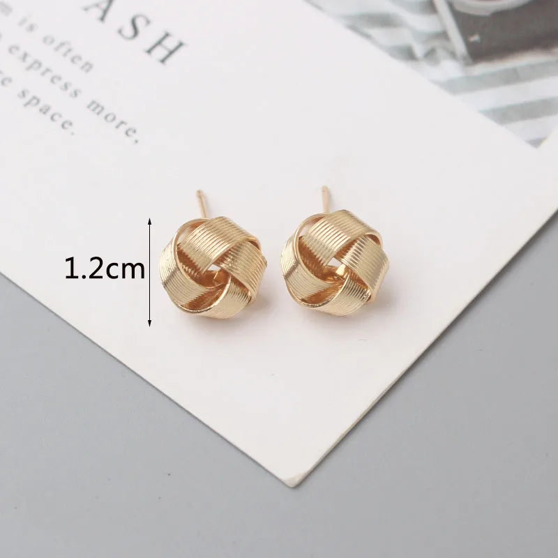 Gold Color Tiny Twist Metal Stud Earrings