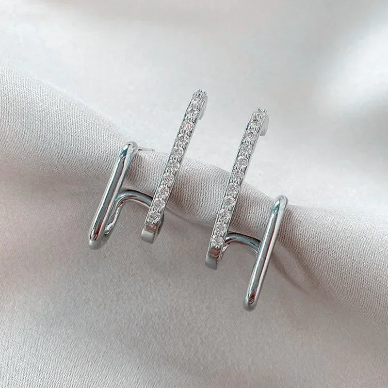Exquisite Rhinestone Decor Ear Cuff Earrings