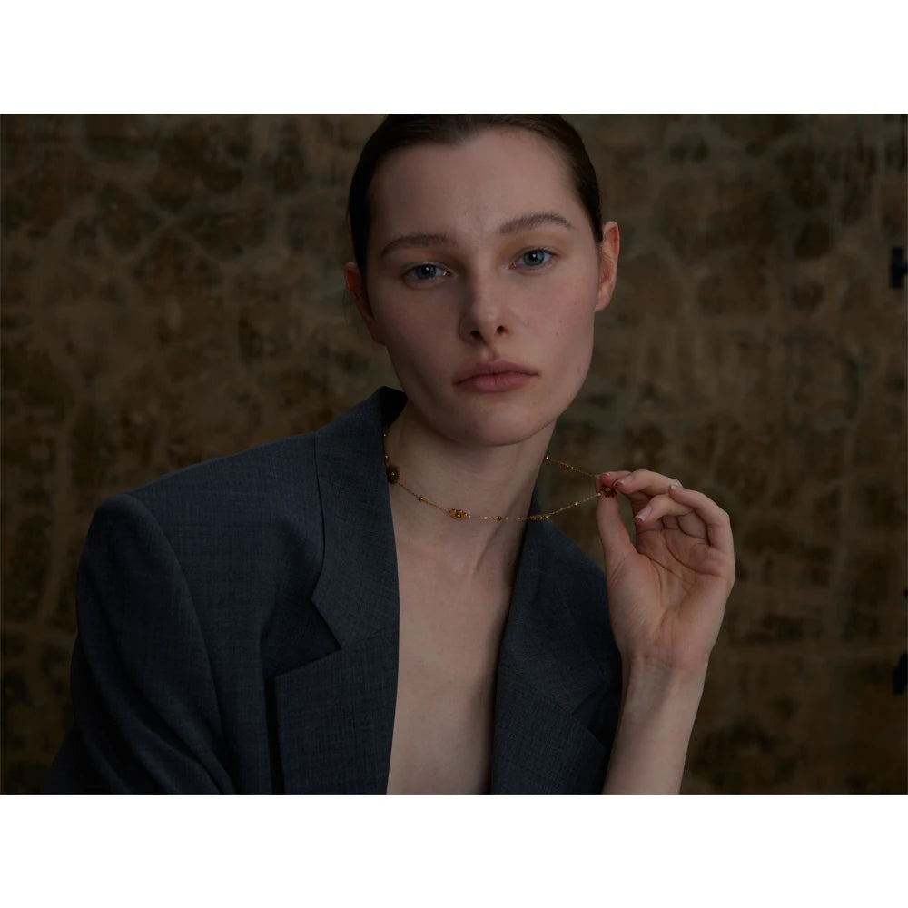 Stainless Steel Flower Chain Fashion Necklace