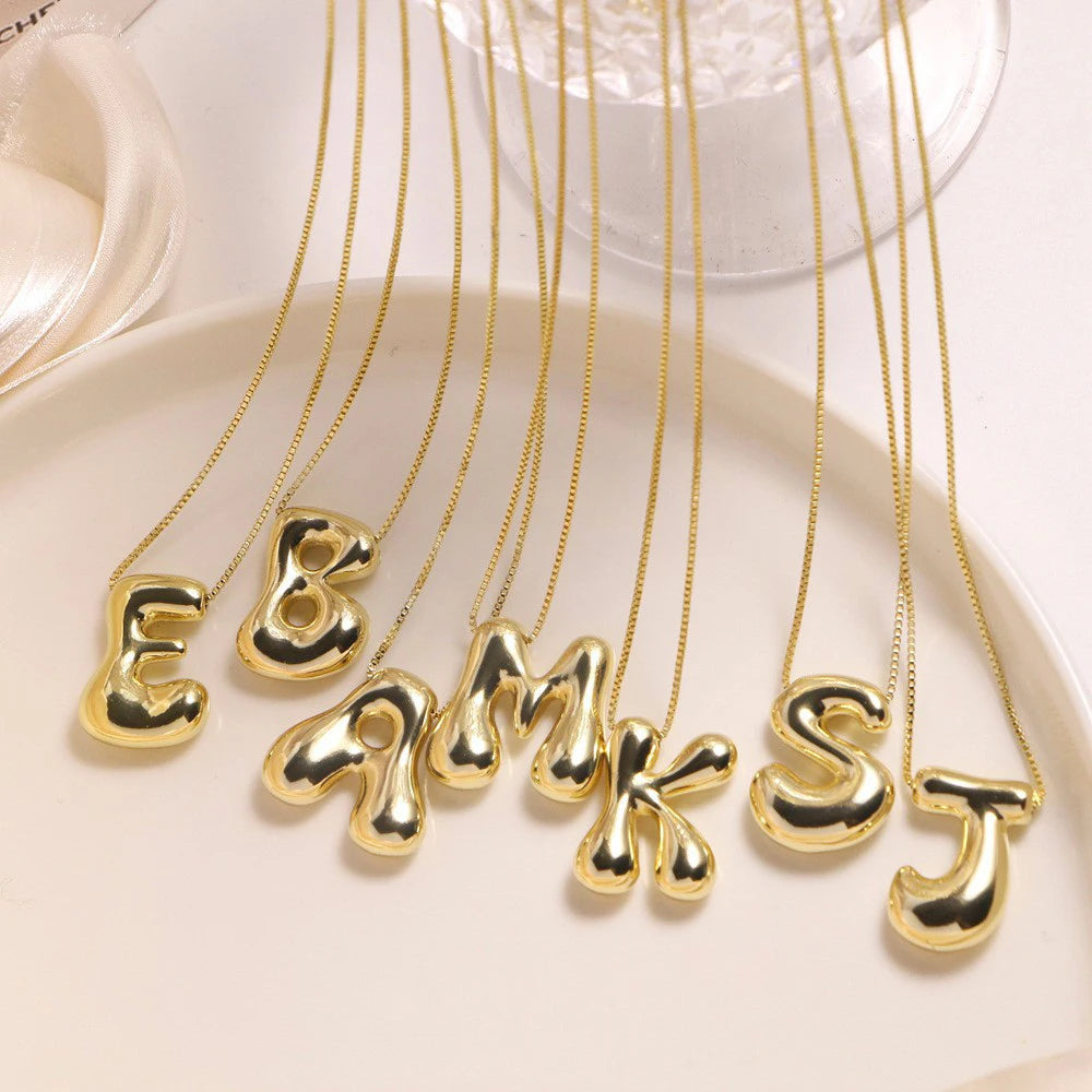 Golden Color Stainless Steel Alphabet Necklace