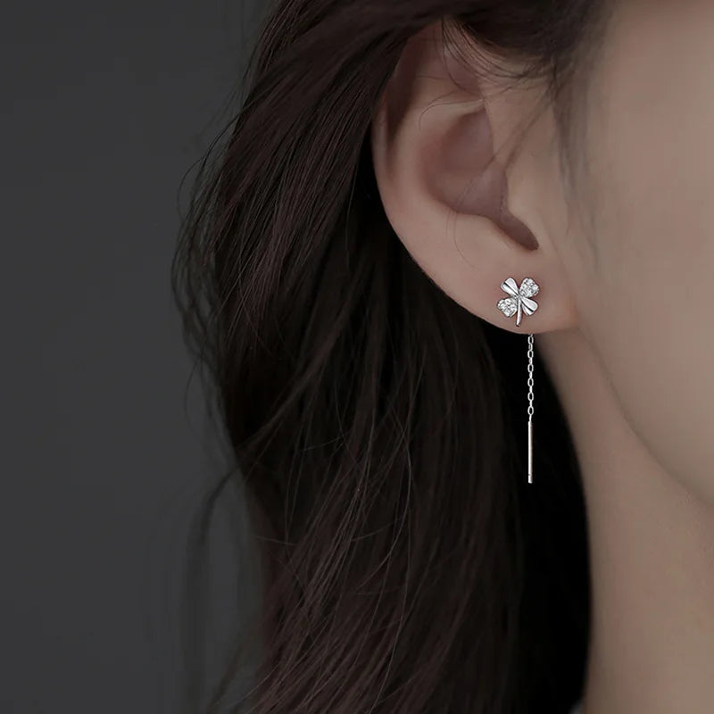 Korean Style Long Tassel Heart Drop Earrings