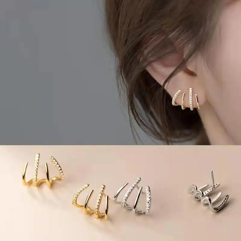 Exquisite Rhinestone Decor Ear Cuff Earrings