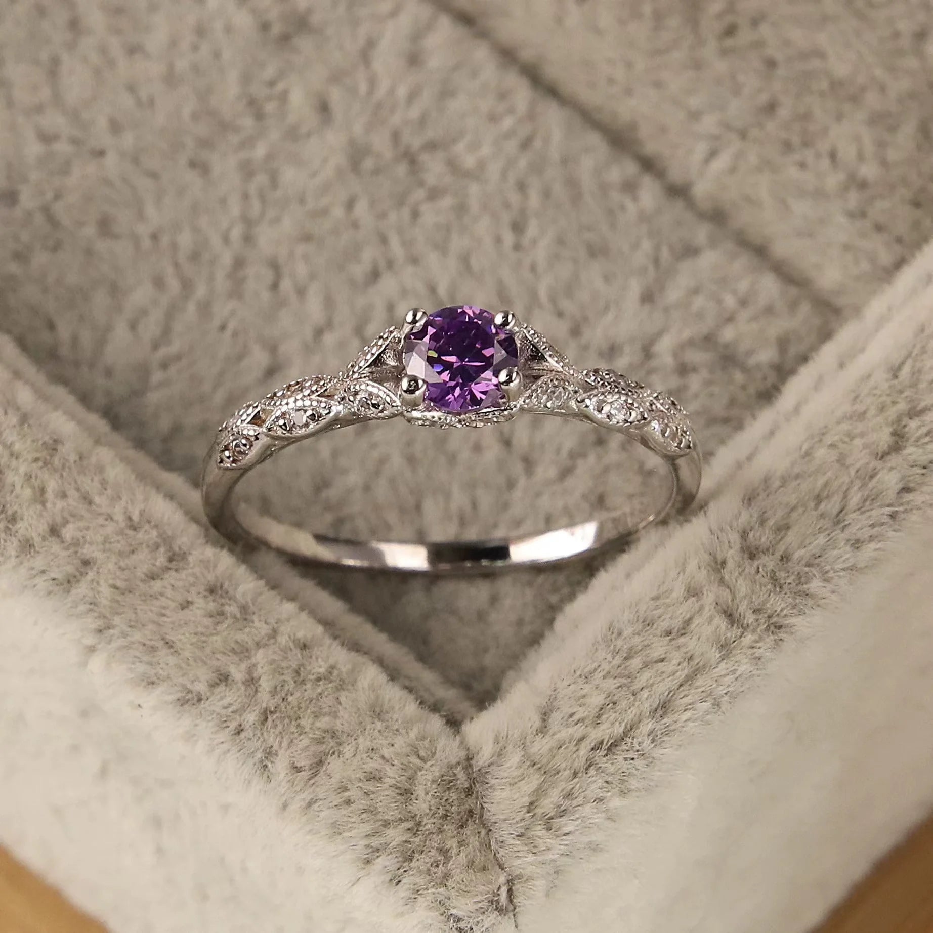 Europian Style Amethyst Zirconia Rings