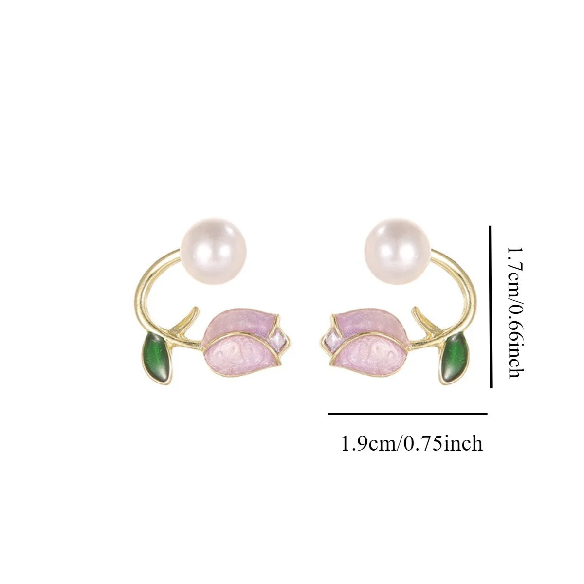 French Tulip Flower Pearl Stud Earrings  Pearl Earrings