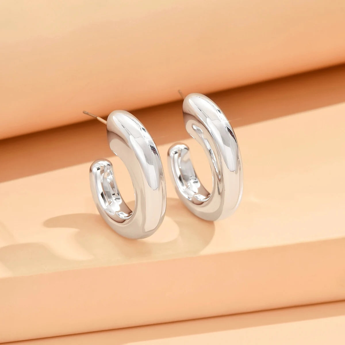 Stylish Metallic Gold Silver Color Earrings