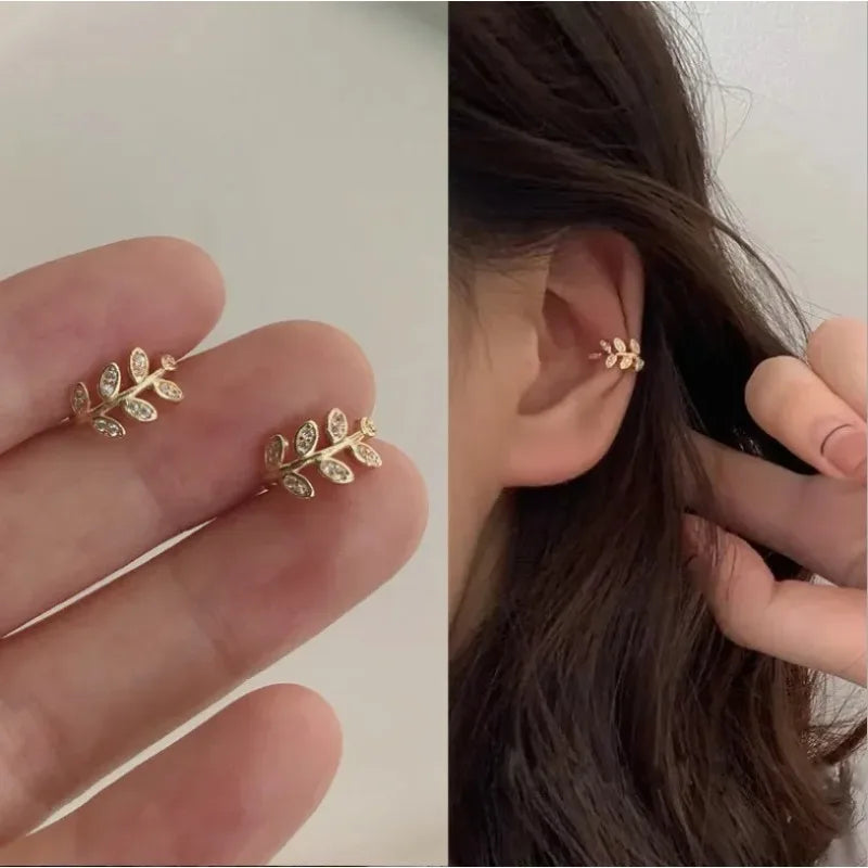 Cute Metal Leaf Earcuff Clips On Earrings