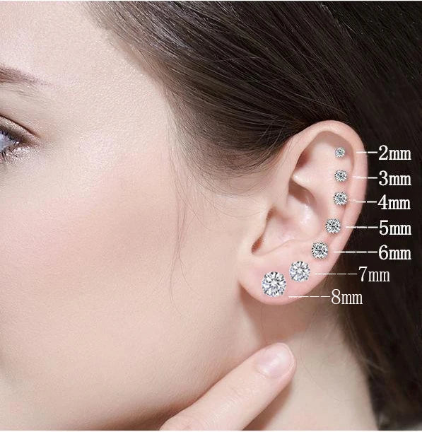 Titanium Steel Zircon Stud Earrings