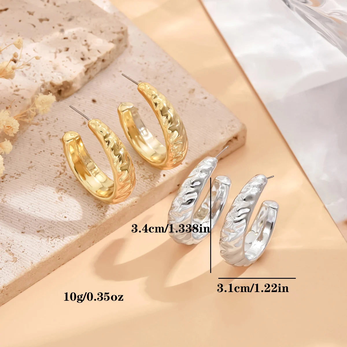 Stylish Metallic Gold Silver Color Earrings