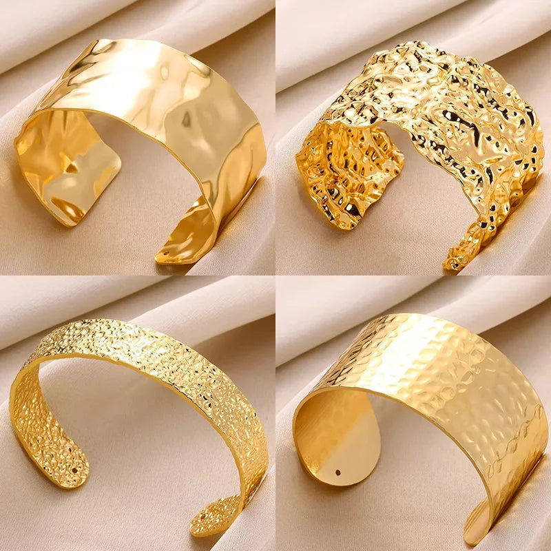 Exquisite Classic Gold Color Stainless Steel Bangles Cuff Bracelet