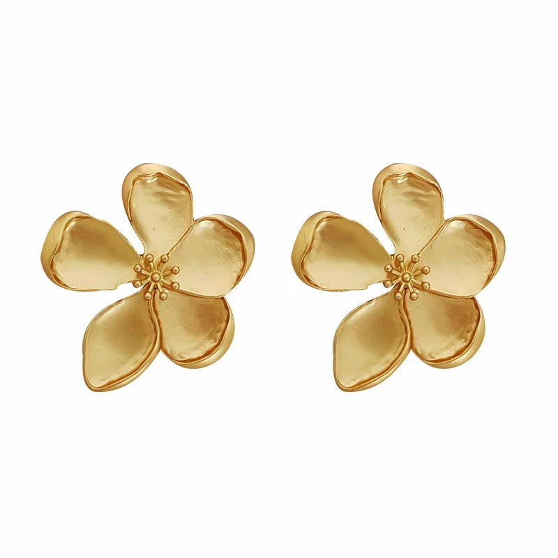 European & American Style Metal Flower Stud Earrings