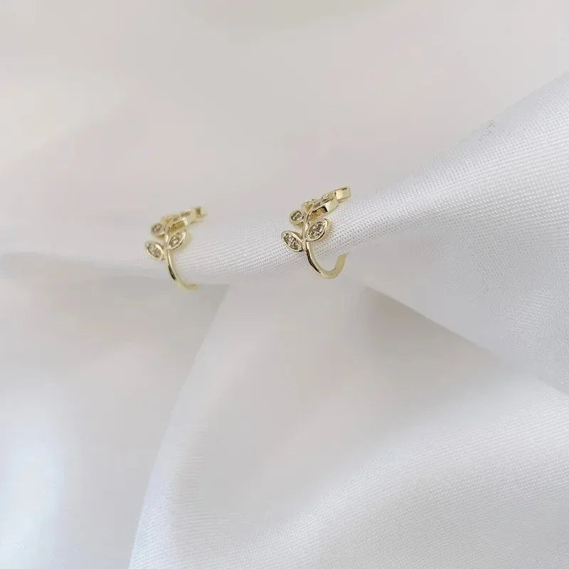 Cute Metal Leaf Earcuff Clips On Earrings