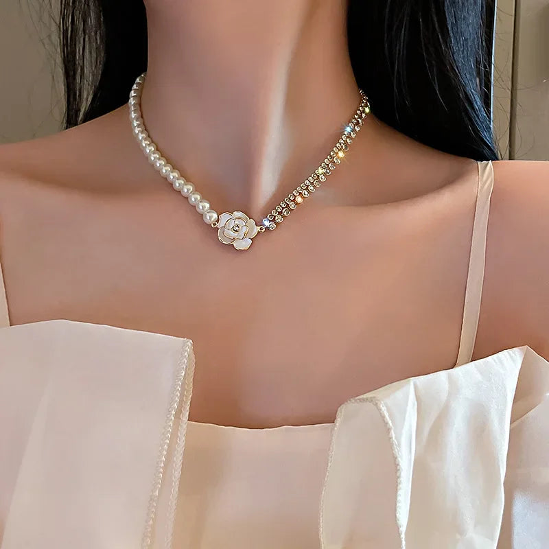 Gold Color New Beads Pearl Choker Necklace