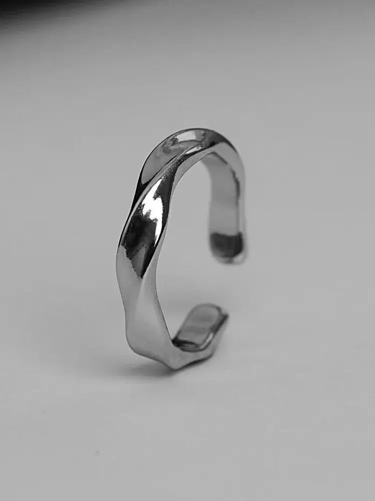 Wave Ring Silver Color Alloy Open Rings