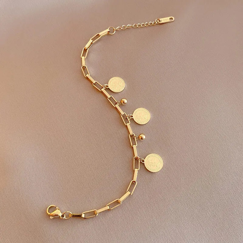 Gold Stainless Steel Pendant Bracelet