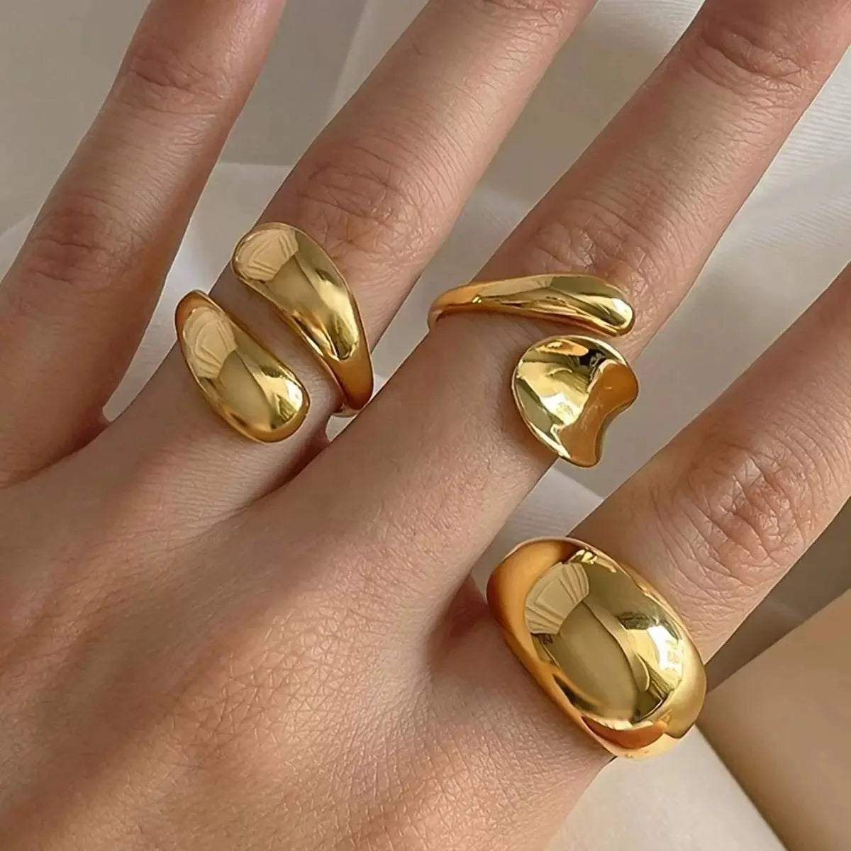 Punk Gothic Style 3-Piece set of Abstract Geometric Irregular Rings