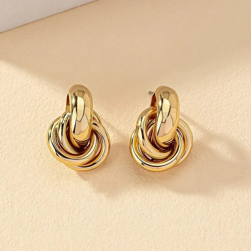 Gold SIlver Color Knot Hoop Earrings