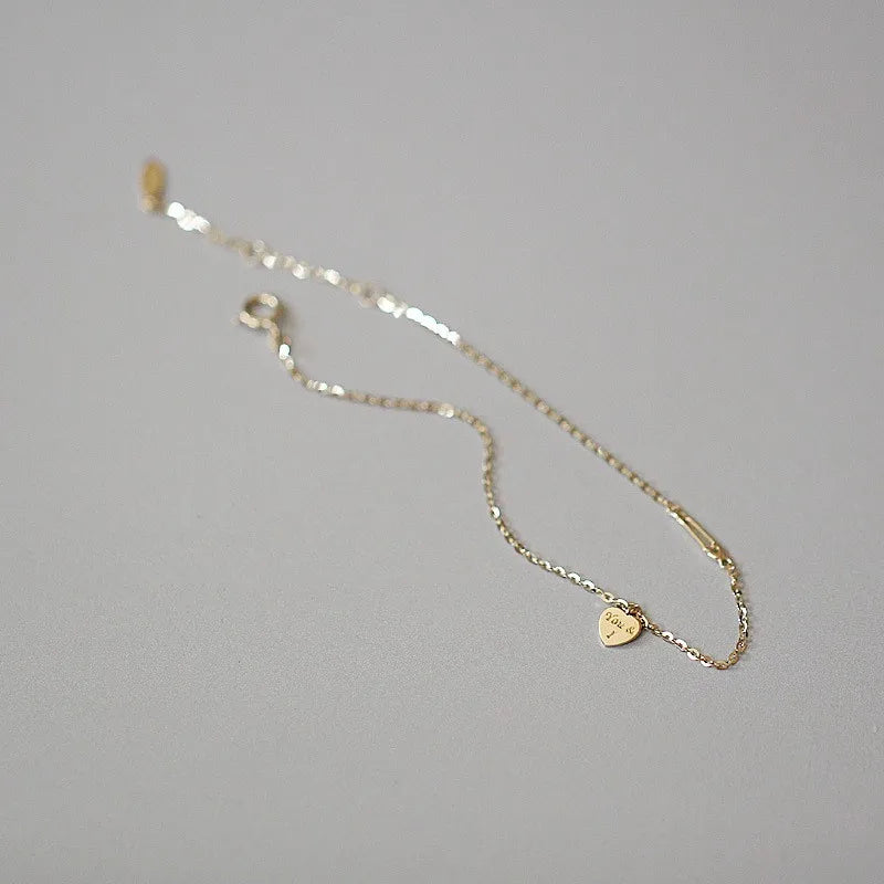 925 Sterling Silver Plated 14K Gold Heart Bracelet