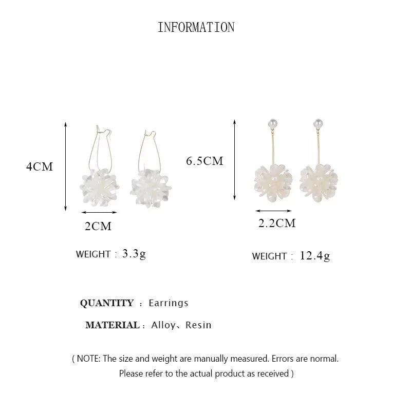 Elegant White Flower Pearl Dangle Earrings