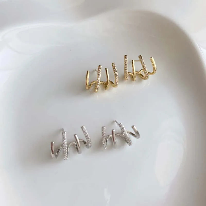 Crystal Rhinestone Claw Stud Earrings