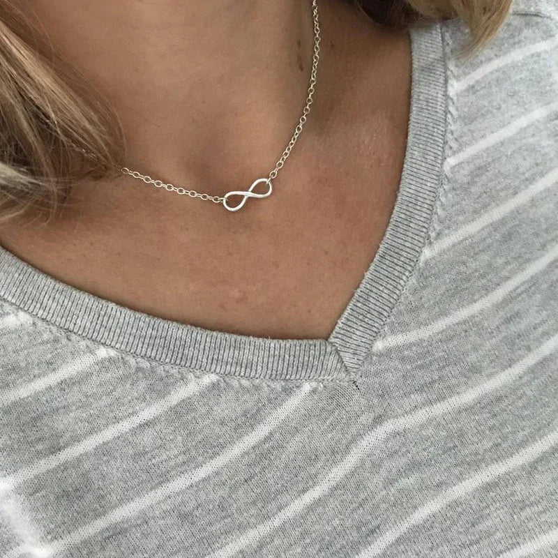 Stainless Steel Boho Charm Infinity Pendant Choker Necklace