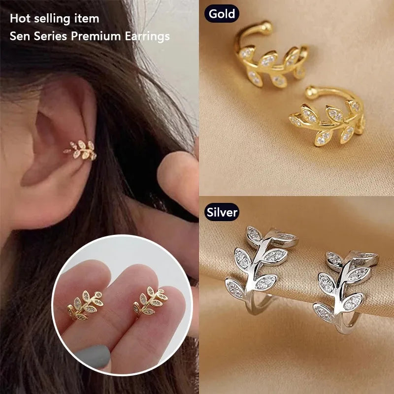 Cute Metal Leaf Earcuff Clips On Earrings