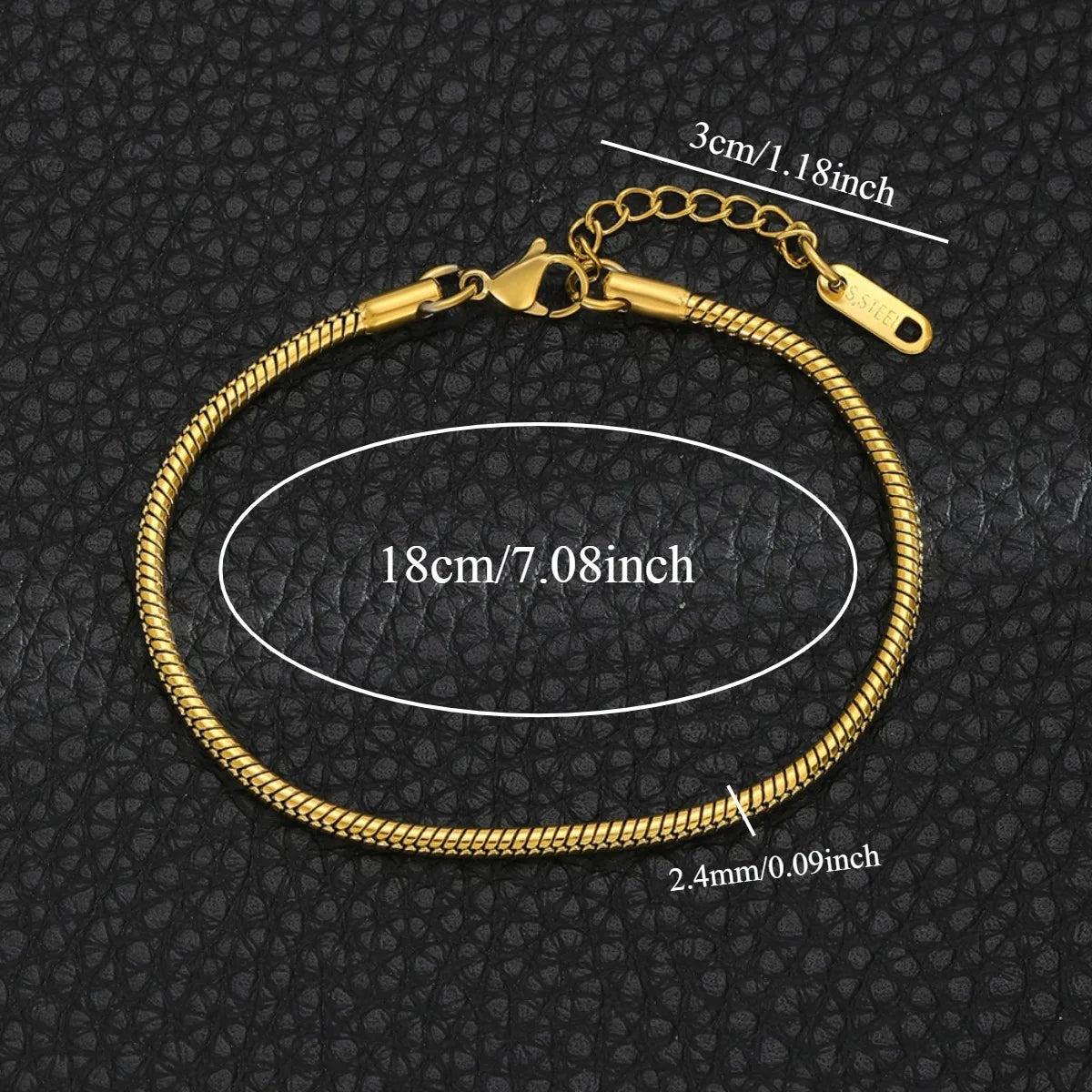 Round Bone Chain Bracelet Stainless Steel Golden and Silvery Snake Bone Chain Bracelets