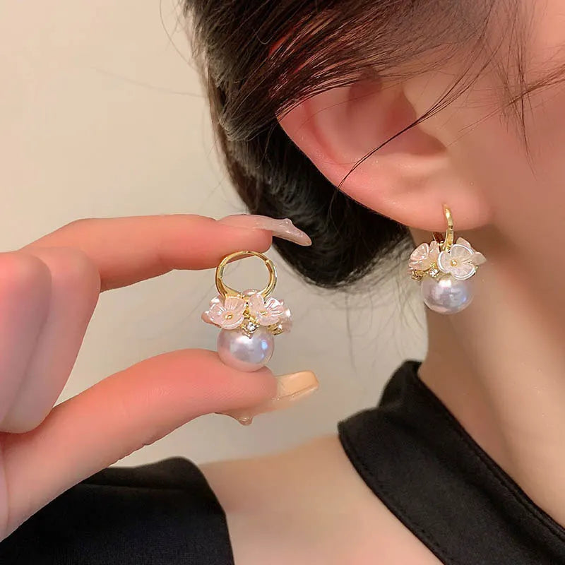 Elegant Multi-Flower Pearl Earrings