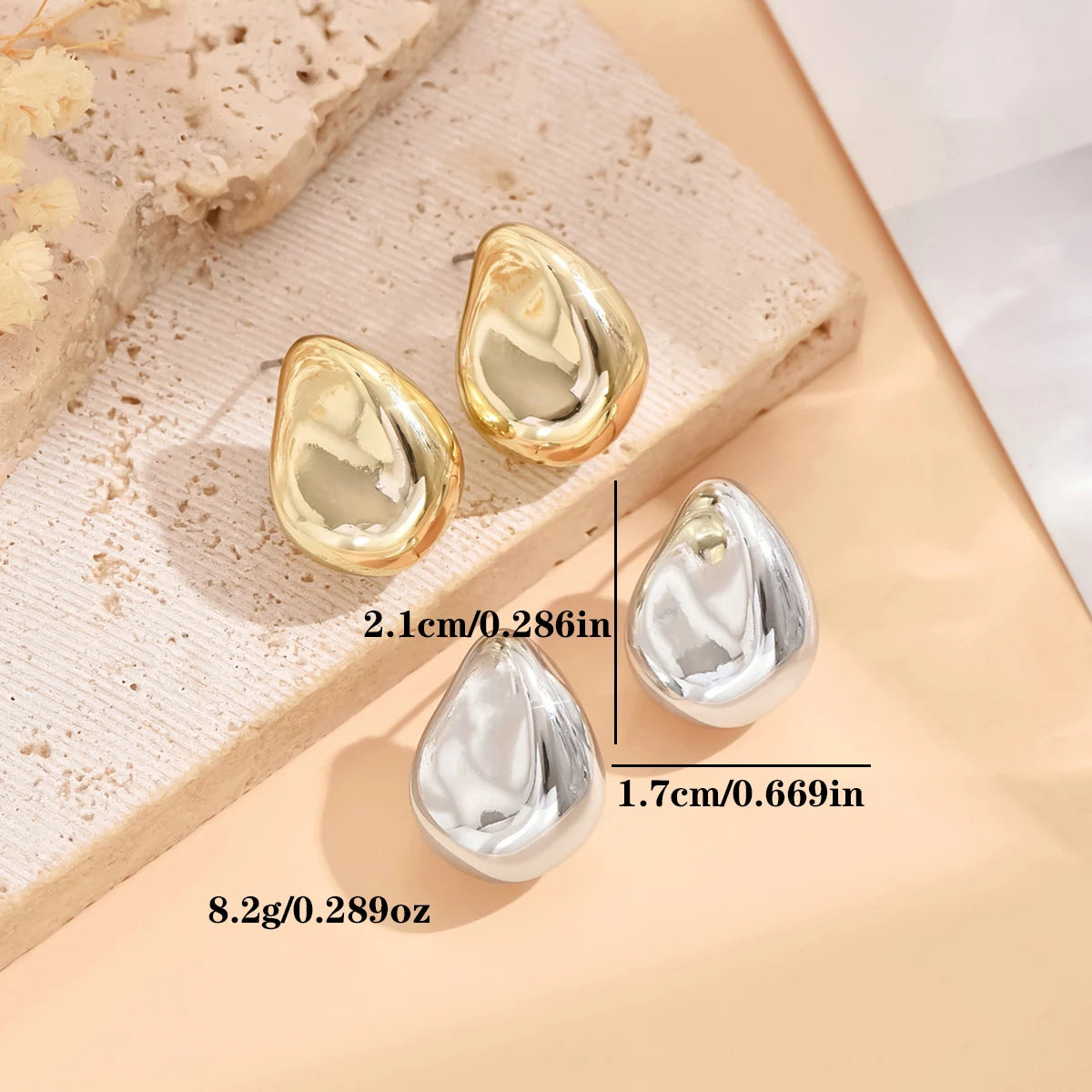 Stylish Metallic Gold Silver Color Earrings