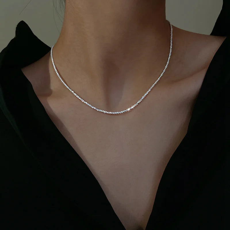 Sparkling Silver Plated Clavicle Chain Jewelry Set
